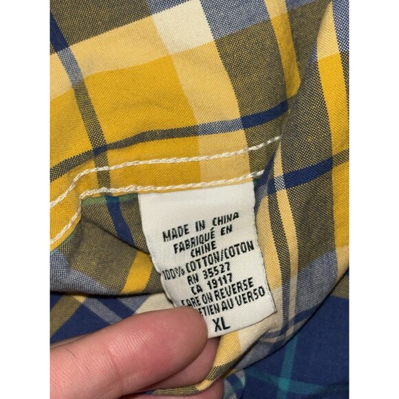 Men’s Marithe Francois Girbaud Button Up Yellow And Blue Shirt XL - Picture 4 of 5